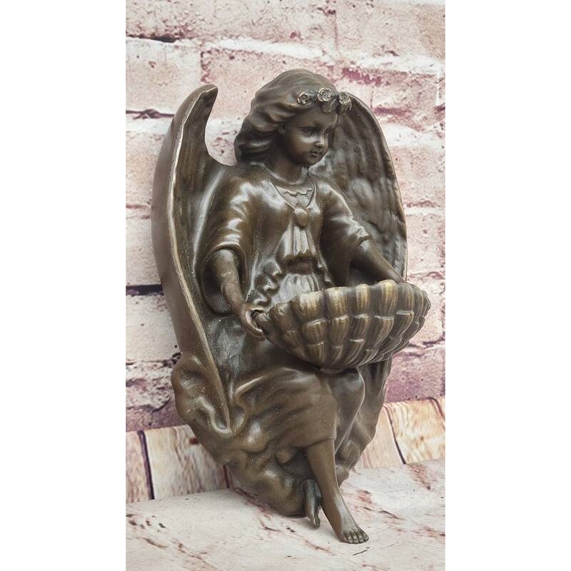 Original Milo Young Guardian Angel Wall Mount Genuine Bronze Statue Sculpture Nr