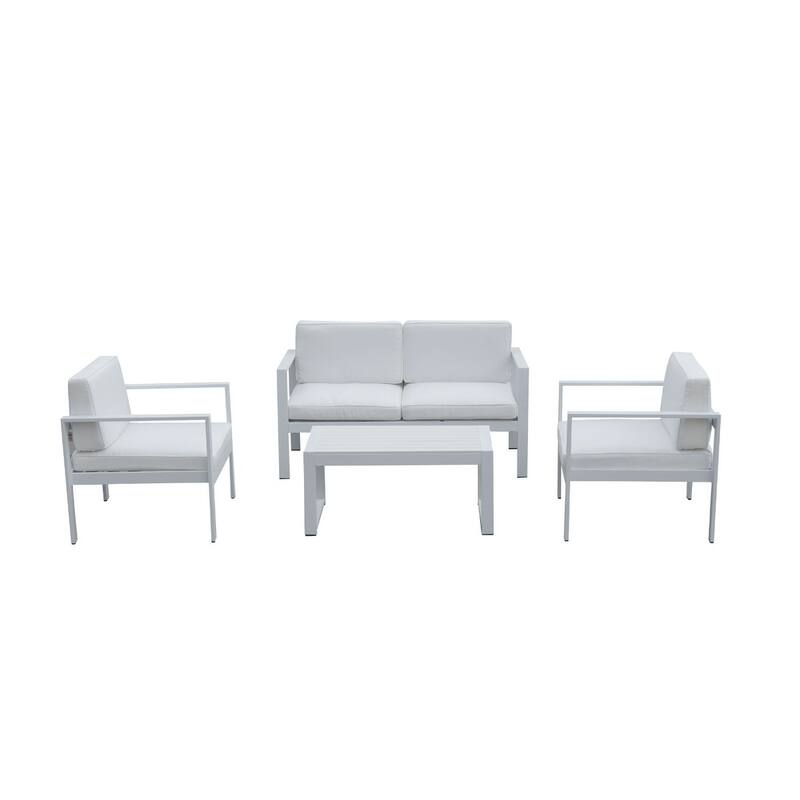 Engagingly Outstanding Outdoor Lounge Set In White (Set of 4)