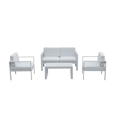Engagingly Outstanding Outdoor Lounge Set In White (Set of 4)