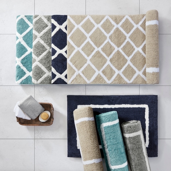 Teal VCNY Home 17" x 24" Chenille Loop Microfiber Braided Bath Rug 