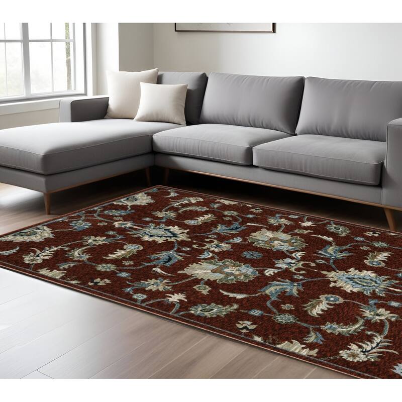 HomeRoots Oriental Traditional Runner Area Rug - 116.54 in. x 78.74 in.  x 0.32 in.