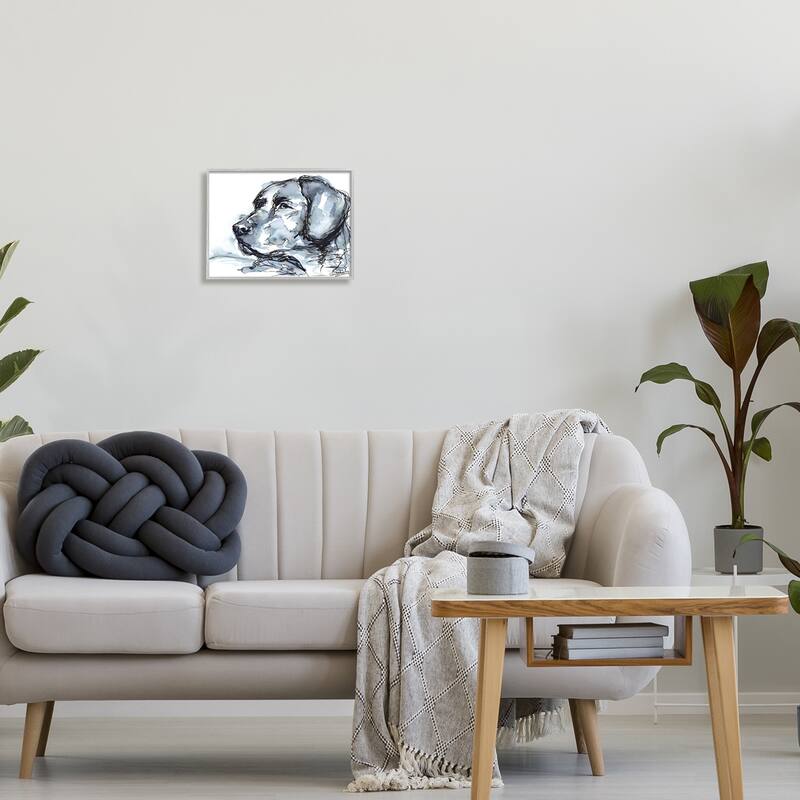Stupell Monochrome Ink Dog Portrait Abstract Watercolor Detail Framed Wall Art, Design by Kendra Shedenhelm - Grey