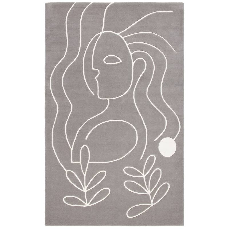 SAFAVIEH Handmade Fifth Avenue Chayah Mid-Century Modern Wool Rug - 7' Square - Grey/Ivory