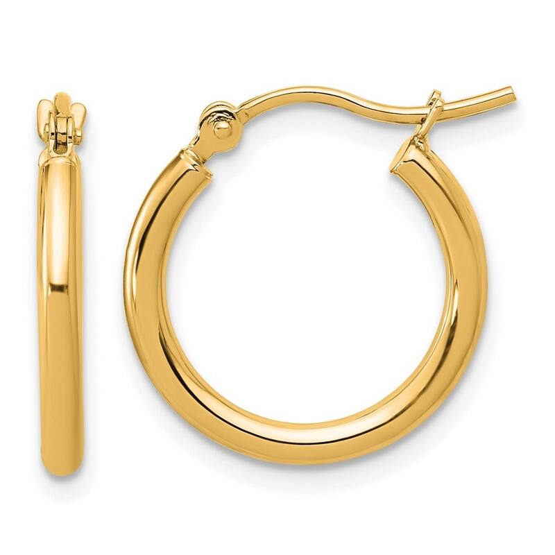 Curata 14k Yellow Gold Polished 2x17.5mm Polished Hoop Earrings - 17x17mm 2mm