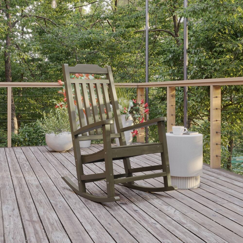 All-Weather Rocking Chair in Faux Wood - Patio and Backyard Furniture