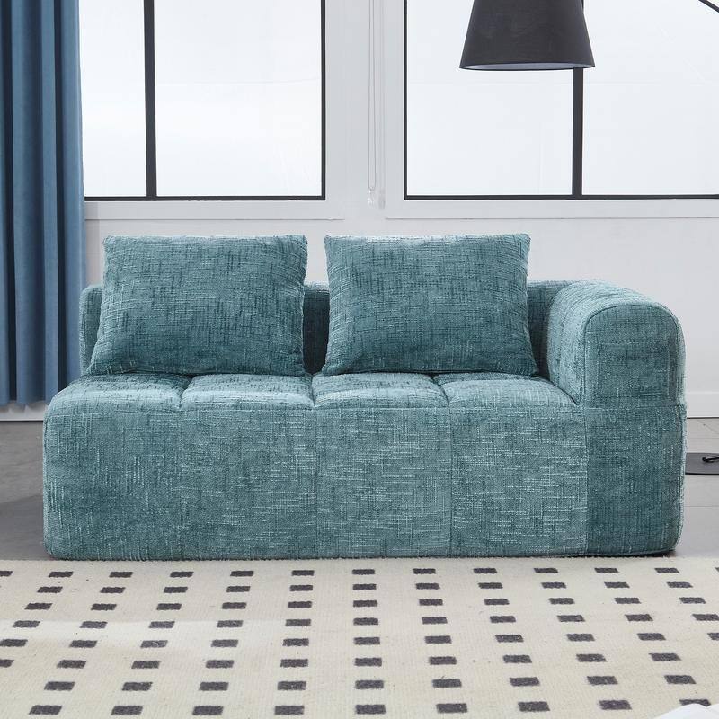 Chenille Loveseat Sofa, Minimalist Modular Sleeper for Living RoomS