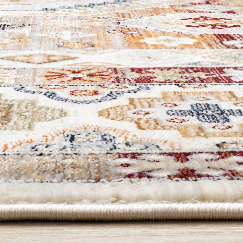 Santiago Collection - Traditional Red Cream Area Rug