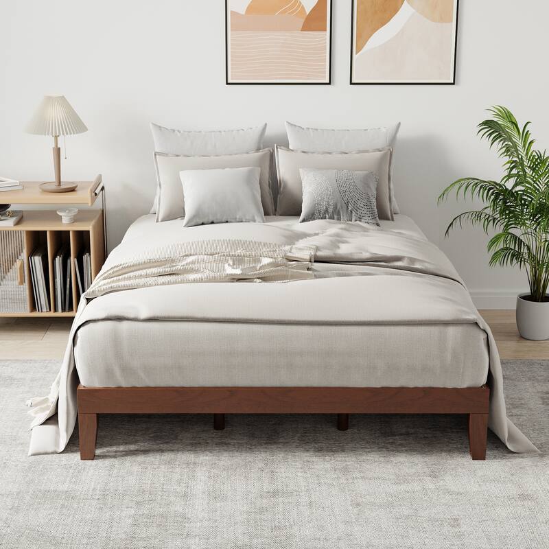 12" Wood Platform Bed Frame - California King, No Box Spring, Easy Assembly​