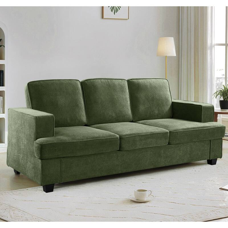 Green Velvet 3 Seater Sofa, 84x36x35 inches, Comfortable and Versatile