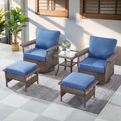 Gymojoy All-Weather Wicker Sofa with Swivel Chair Table - Brown