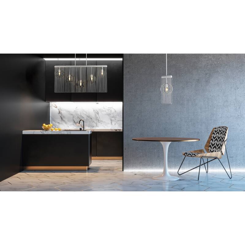 Contour 5 Light White Linear Chandelier