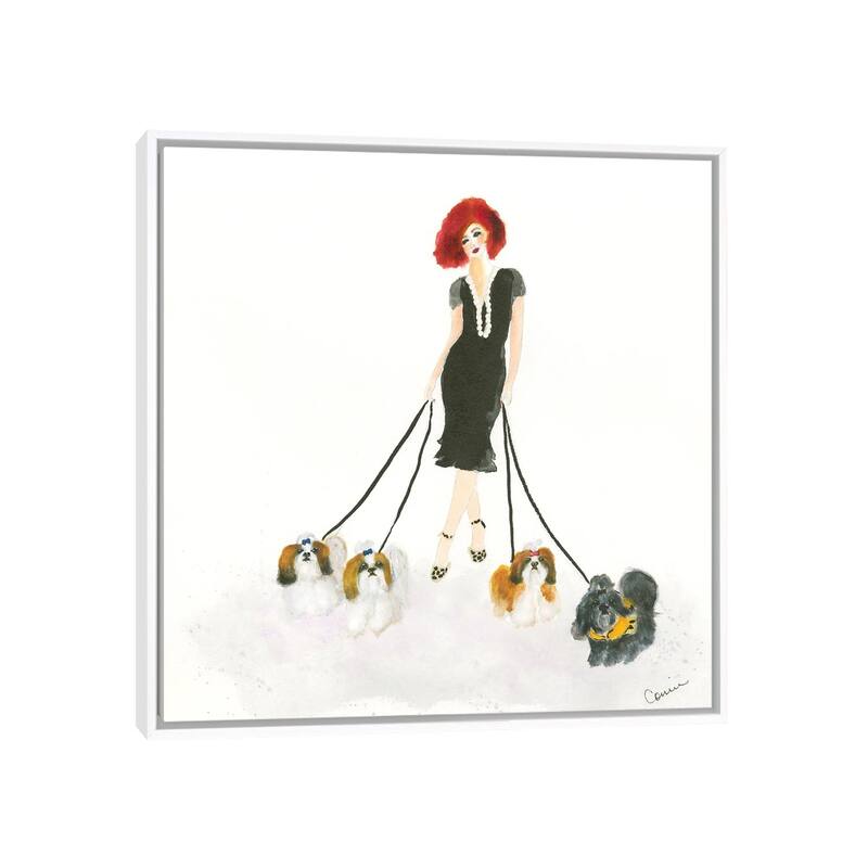 iCanvas "Shih Tzu Stroll" by Connie Collum Framed Canvas Print - White - 37x37