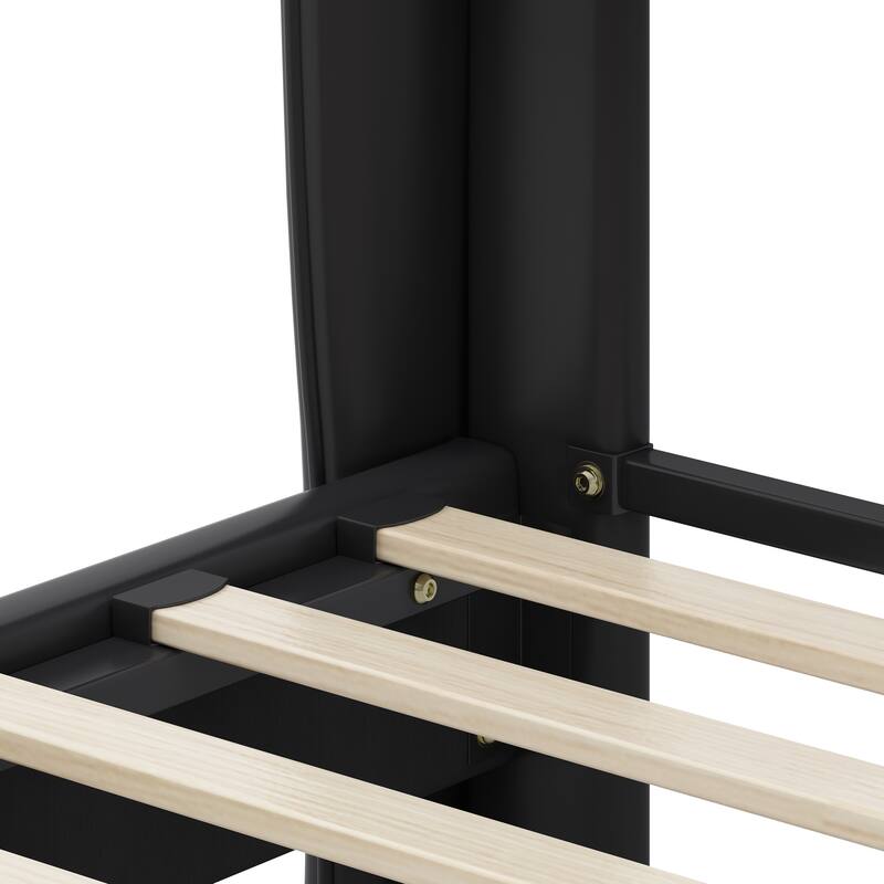 King Size PU Upholstered Platform bed with Wingback Headboard And Footboard