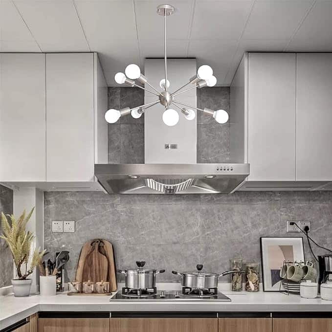 10-Light 23.54-inch Sputnik Chandelier Light for Kitchen Island Study
