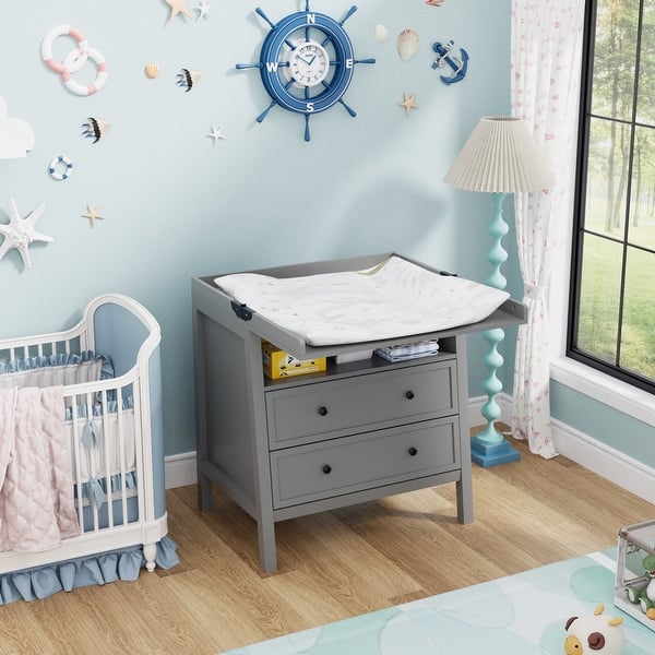 Drawers Baby Cot Bed And Changing Table Multifunctional Flip-Top 