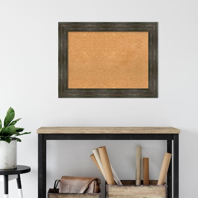 Rail Rustic Char Framed Natural Corkboard Bulletin Board