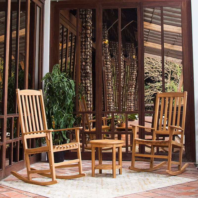 Cambridge Casual Alston 3-piece Teak Outdoor Rocking Chair Chat Set