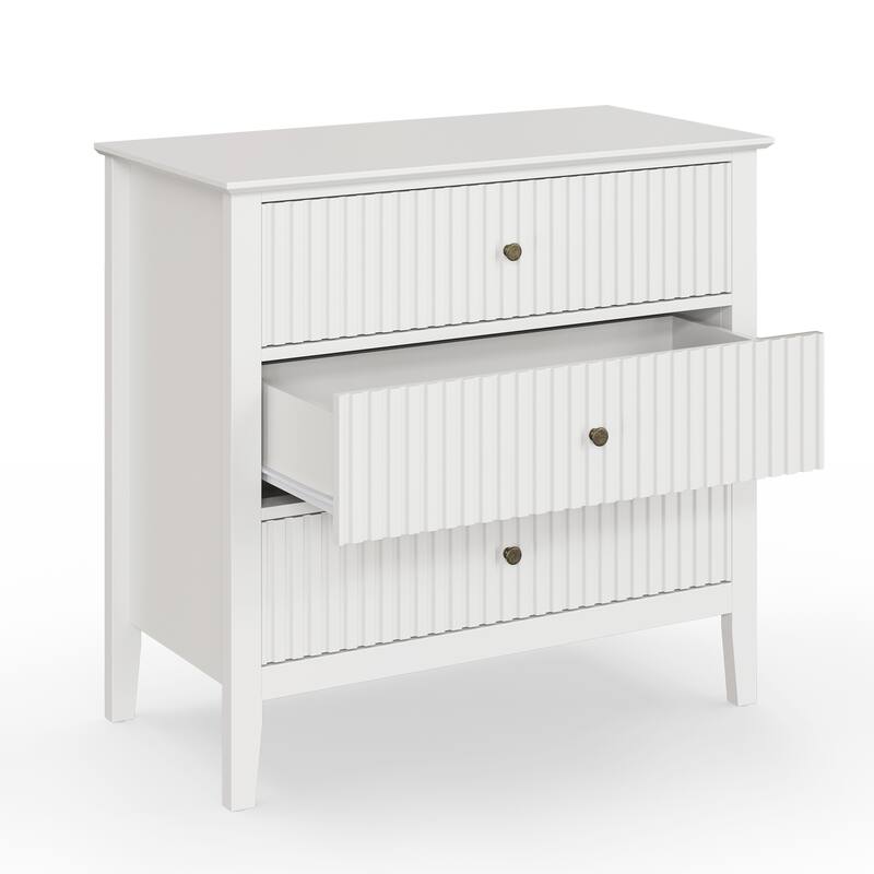 Fluted 3 Drawer Dresser for Bedroom