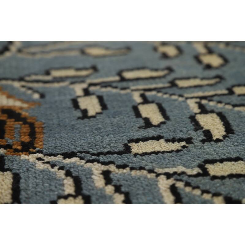 Hand Knotted Oriental 100% Wool Carpet Traditional All-Over Navy Blue & Blues Ziegler Area Rug - 13' 9'' X 9' 7''