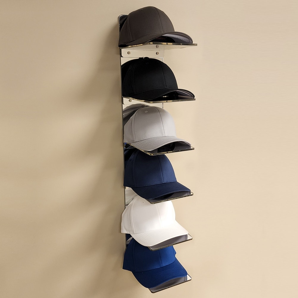 OnDisplay Luxe Acrylic Hat Rack Display Wall Mounted Baseball Cap Organizer Multi Shelf Wall Display for Hats On Sale Bed Bath Beyond 36367995