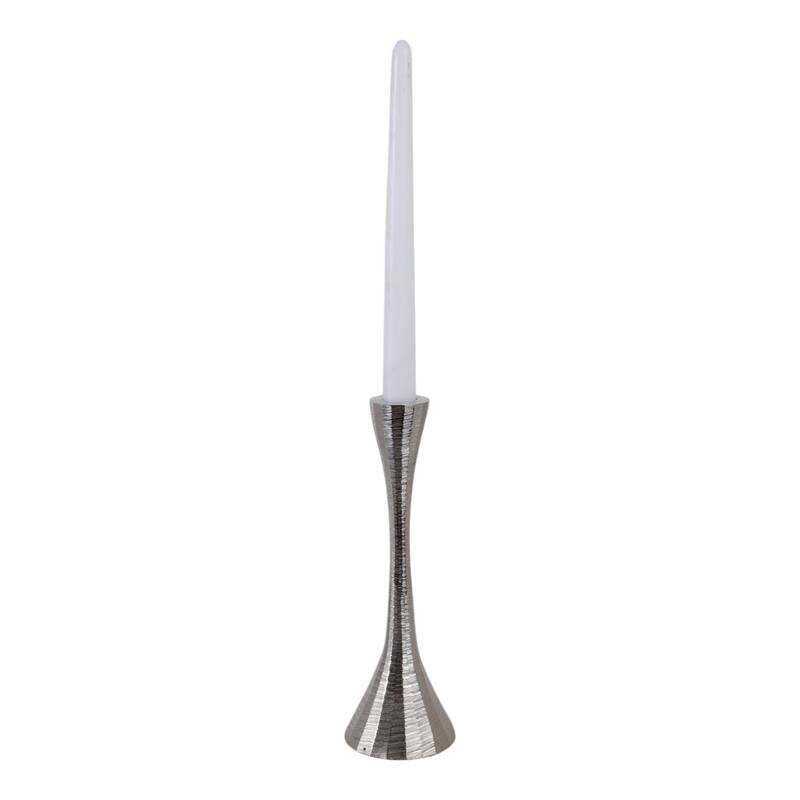 Glam Metal and Wood Taper Candle Holder Sculptural Silhouette MDF Base