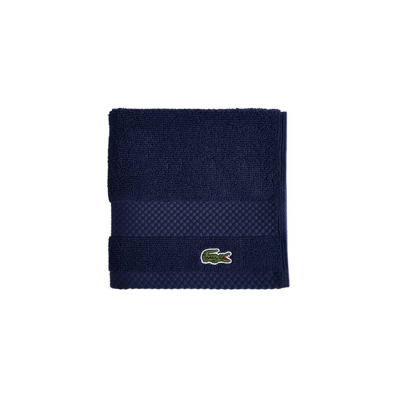 Lacoste Heritage Supima 100% Cotton Bath Towel, Hand Towel, Wash Cloth, and Bath Sheet - Navy - Wash Cloth