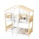 preview thumbnail 28 of 43, Twin Wood House Bunk Bed with Roof & Safety Guardrails