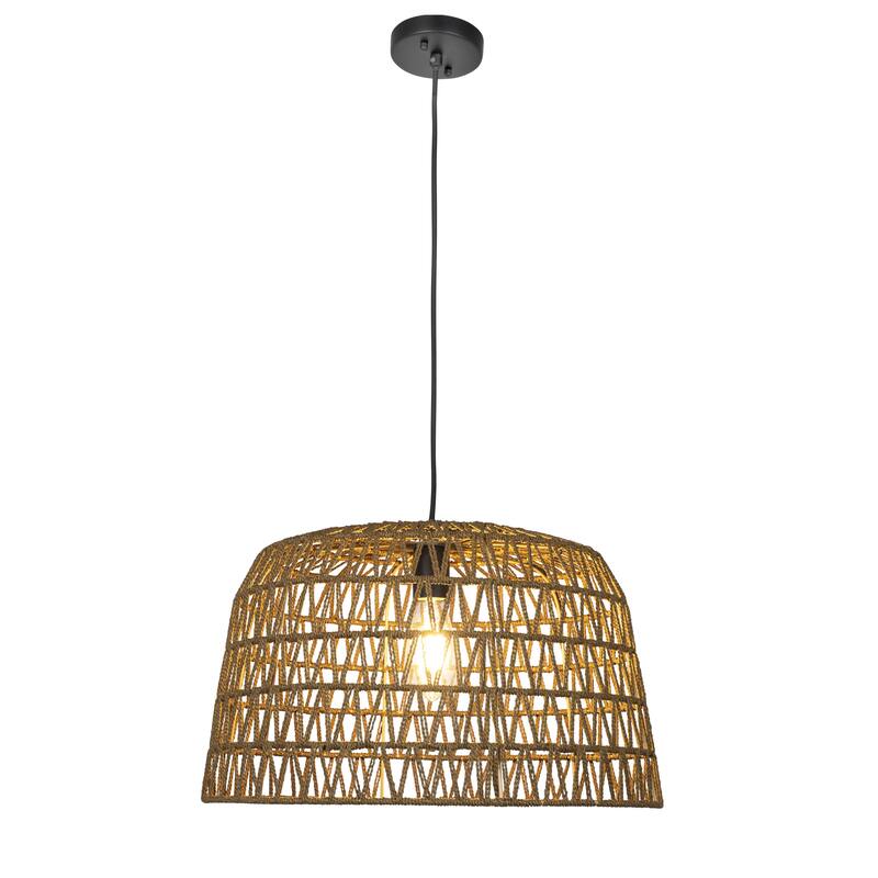 Open Weave Metal and Paper Rope Ceiling Light