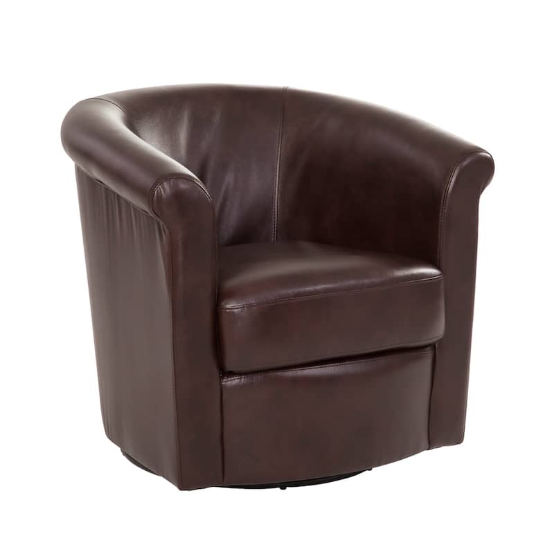 Marvel Traditional 360-degree Swivel Tub Chair - Walnut Brown Faux Leather