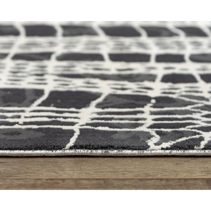 Alora Decor Spring Black, Grey, and White Croc Print Modern Rug