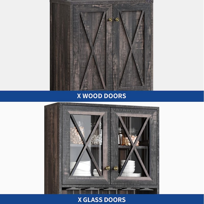 Bar Cabinet for Liquor and Glasses Dining Kitchen Cabinet with Wine Rack