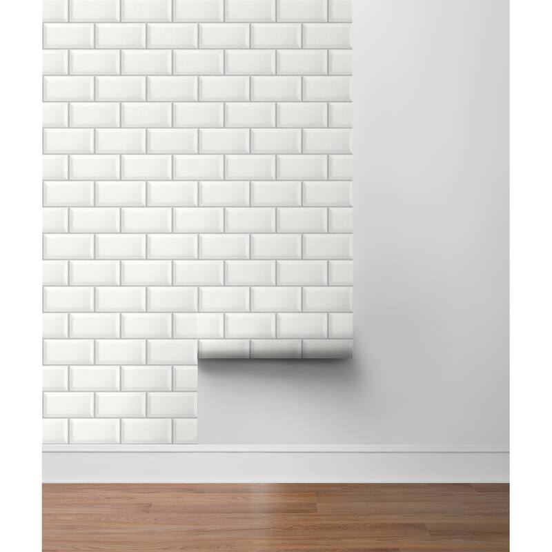 NextWall Large Subway Tile Peel and Stick Wallpaper - 20.5 in. W x 18 ft. L