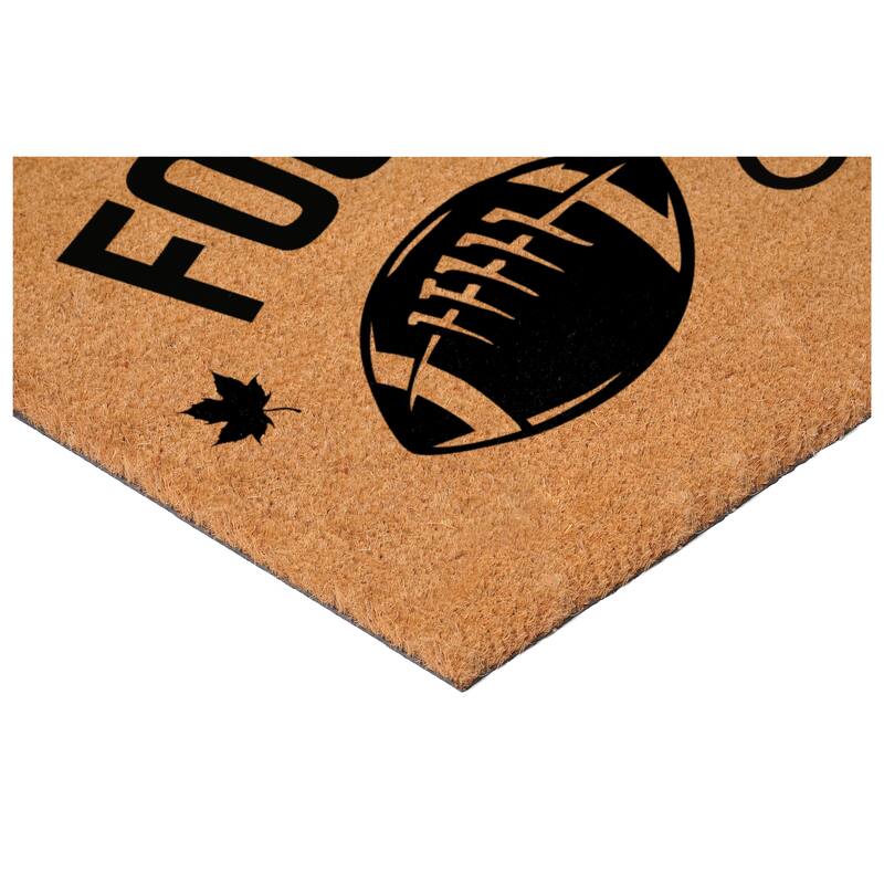 HomeRoots 17" X 29" Natural And Black Football Fall Outdoor Coir Door Mat - 17.00' X '29.00