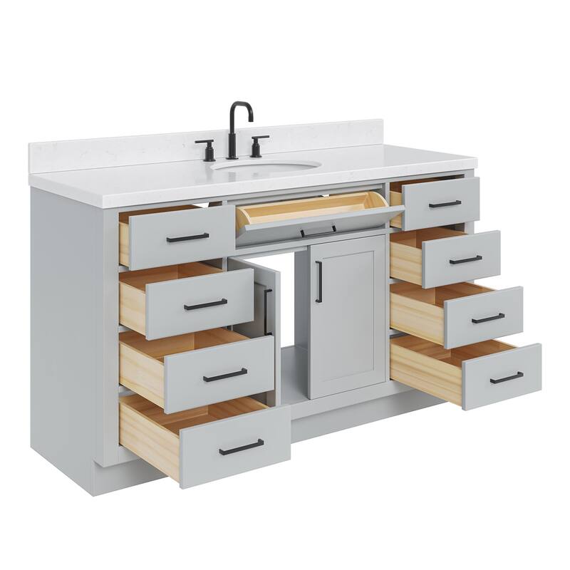 Ariel T060SCQOVO Hepburn 60" Free Standing Single Basin Vanity Set