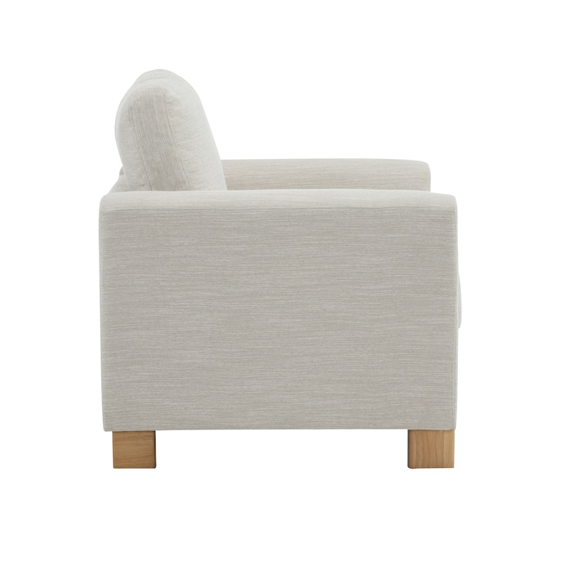 Rustic Upholstered Chair Side Chair Reception Chair, Accent Chair Beige Natural Sofa Chair with Wood Legs