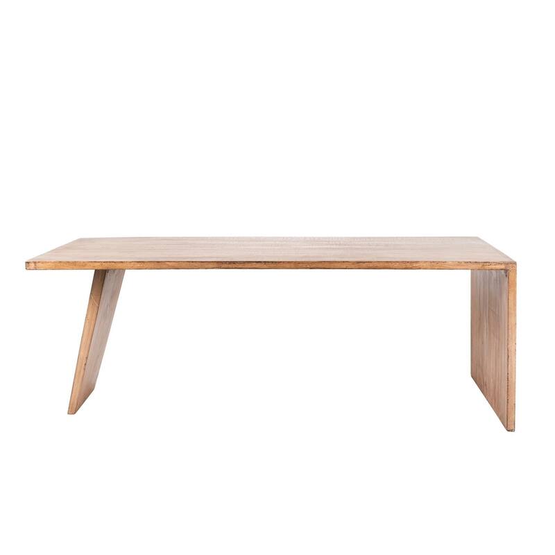 Leno Dining Table, 84 Inch Rectangular Rustic Natural Brown Pine Wood
