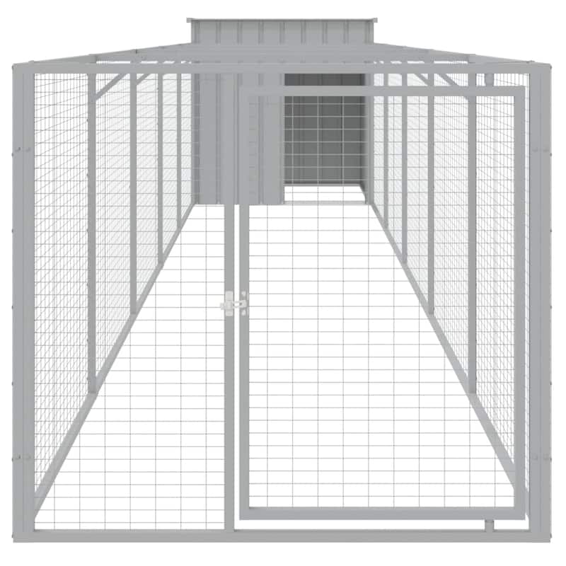vidaXL Dog House with Run Anthracite/Light Gray multisize Galvanized Steel