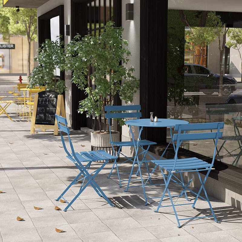 3-Piece Bistro Set Folding Outdoor Furniture Sets with Premium Steel Frame Portable Design for Bistro & Balcony