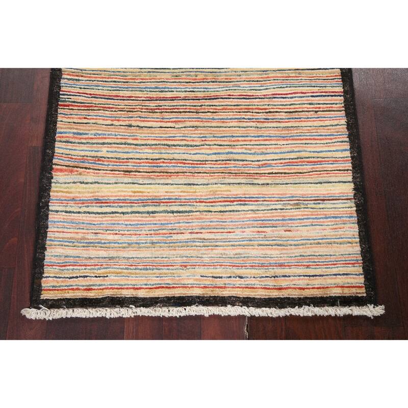 Modern Gabbeh Kashkoli Wool Area Rug Hand-knotted Home Decor Carpet - 2'6" x 3'9"