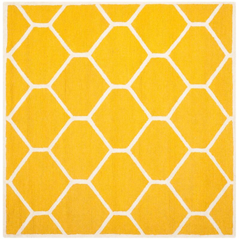 SAFAVIEH Handmade Cambridge Meira Modern Moroccan Wool Rug - 8' Square - Gold/Ivory