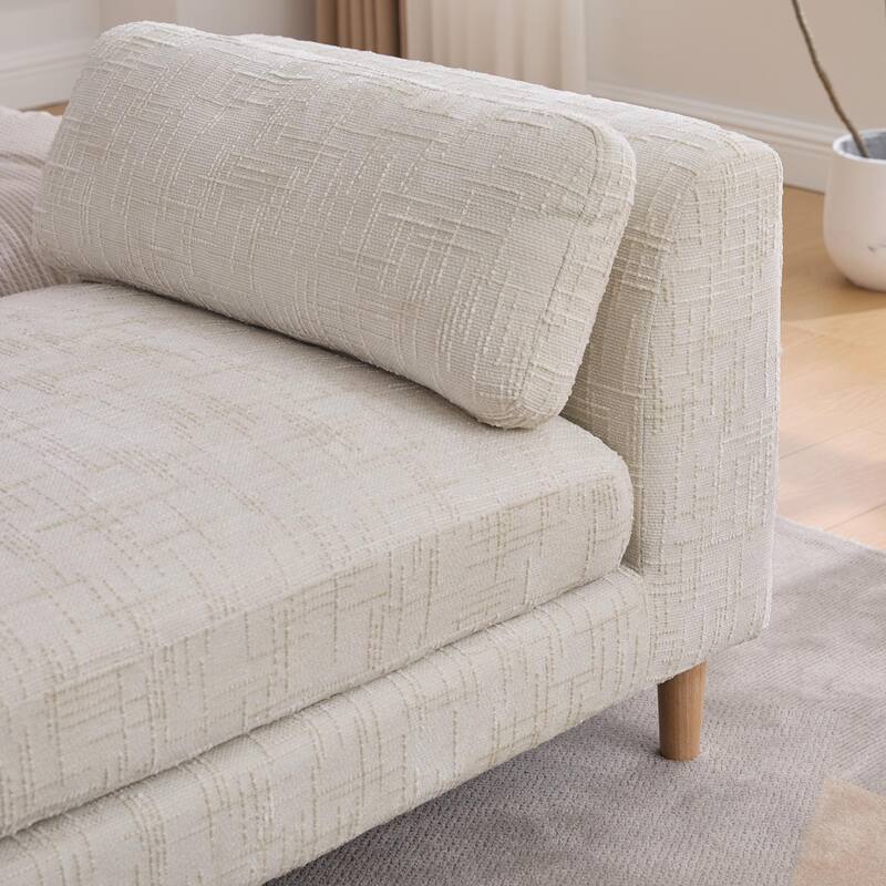 Modern fabric bedside bench with armrests - Beige