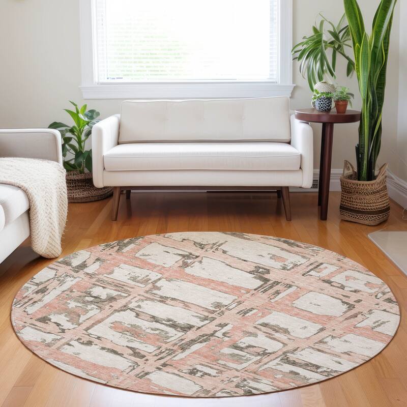 Premium Washable Super Soft Transitional Mayfield Rug - Pink - 8' x 8' - Round