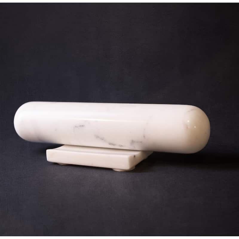 White Marble Rolling Pin w/ Base -ST - White