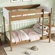 preview thumbnail 2 of 8, Twin Over Twin Bunk Bed with Plush Teddy Fleece Headboard and Rubber Wood Frame Safety Guardrails & Ladder (250lb Capacity)