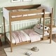 preview thumbnail 2 of 8, Twin Over Twin Solid Wood Bunk Bed with Teddy Fleece Panels, with Ladder & Guardrails, Underbed Storage Space