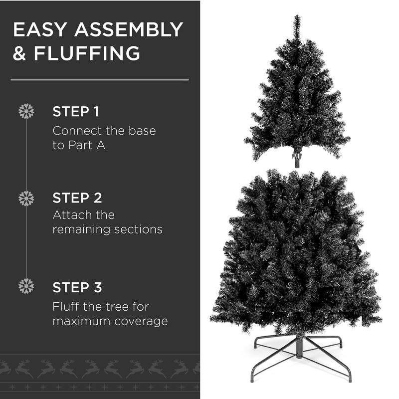 Pre-Lit Artificial Black Christmas Tree w/ Incandescent Lights