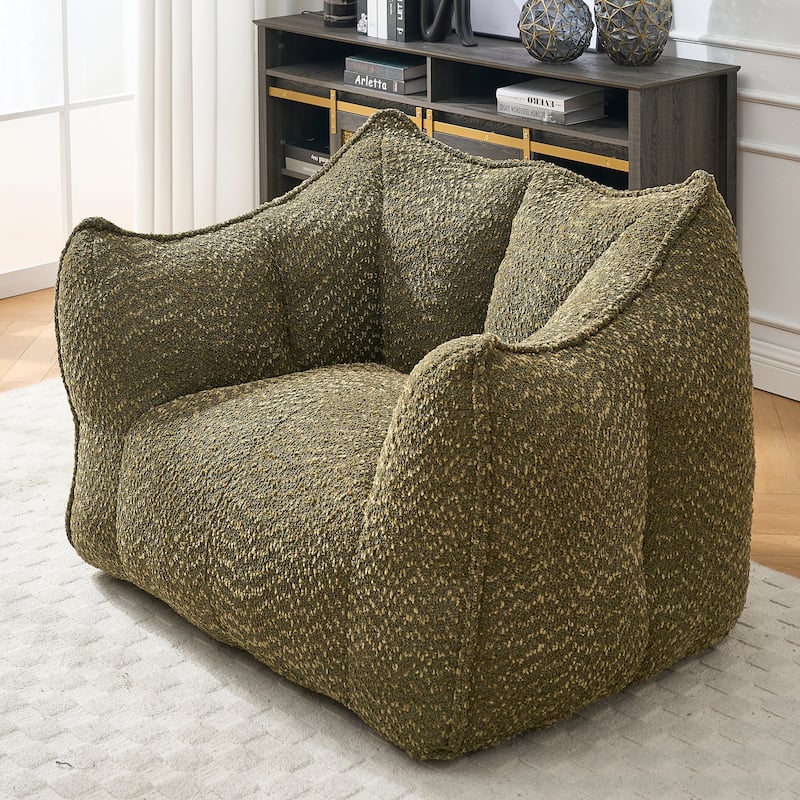 Sofa Chairs with Highly Resilient Foam for Living Rooms and Bedrooms, Comfortable Square Sofas, Bean Bag Chairs for Adults - Green