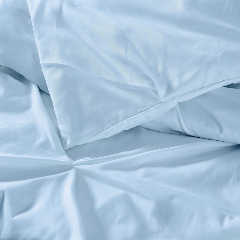 Truly Soft Pinch Pleat Solid 3-piece Microfiber Comforter Set