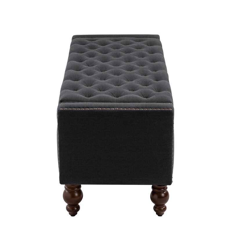 Felix Classic Button-Tufted Storage Bench With Nailhead Trims By HULALA HOME