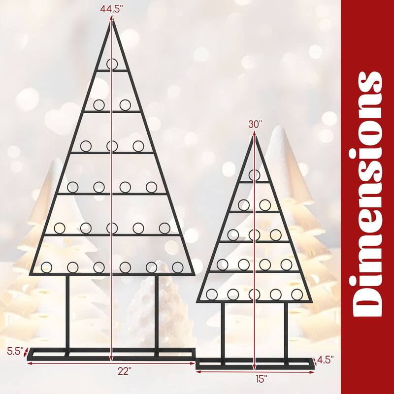Costway 2 Pack Christmas Tree Card Holder with 36 Round Clips Metal - as pic shows - See Details